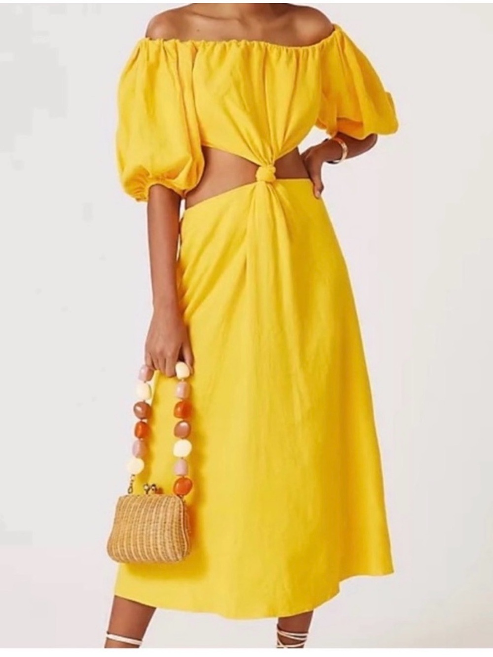 Farm Rio yellow knot midi dress